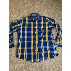 Chaps Mens Button Down Shirt Multicolor Plaid Long Sleeve Collar Stretch L